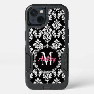 Fleur de Lis Monogram Damask Pattern iPhone 13 Case