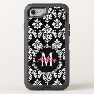Fleur de Lis Monogram Damask Pattern OtterBox Defender iPhone SE/8/7 Case