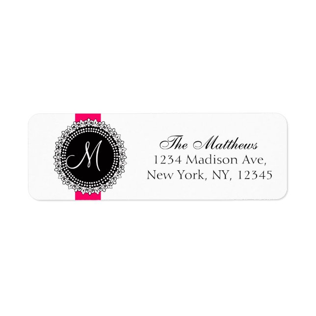 Fleur de Lis Monogram Labels Pink Black White (Front)