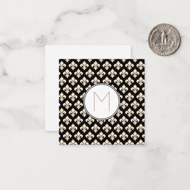 Fleur De Lis Monogram Note Card (Front/Back In Situ)