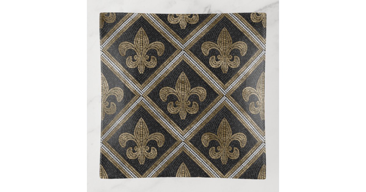 Black Fleur de Lis Mosaic Art