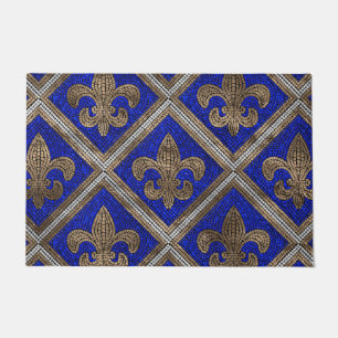 Fleur-de-lis mosaic tile pattern doormat