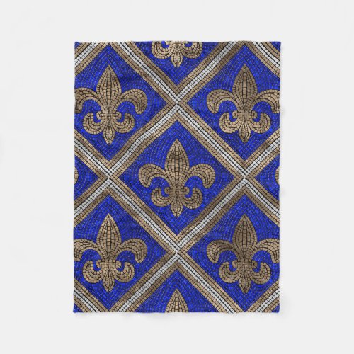 Fleur_de_lis mosaic tile pattern fleece blanket