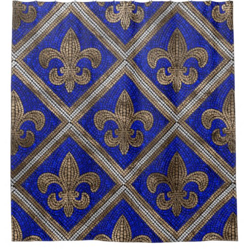 Fleur_de_lis mosaic tile pattern shower curtain