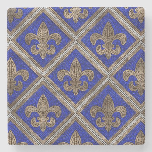 Fleur_de_lis mosaic tile pattern stone coaster