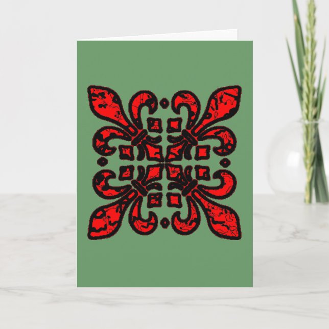 Fleur De Lis Multiple Red Holiday Card (Front)