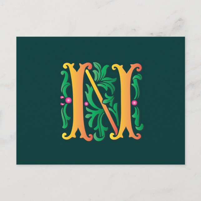 Fleur-de-lis N Monogram Postcard (Front)
