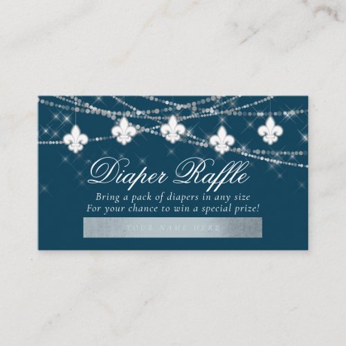 Fleur de Lis Navy Blue Lights  Diaper Raffle Enclosure Card