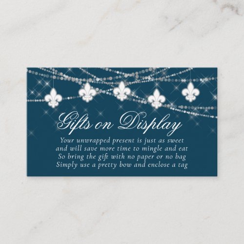 Fleur de Lis Navy Blue Lights  Gift Display Poem Enclosure Card
