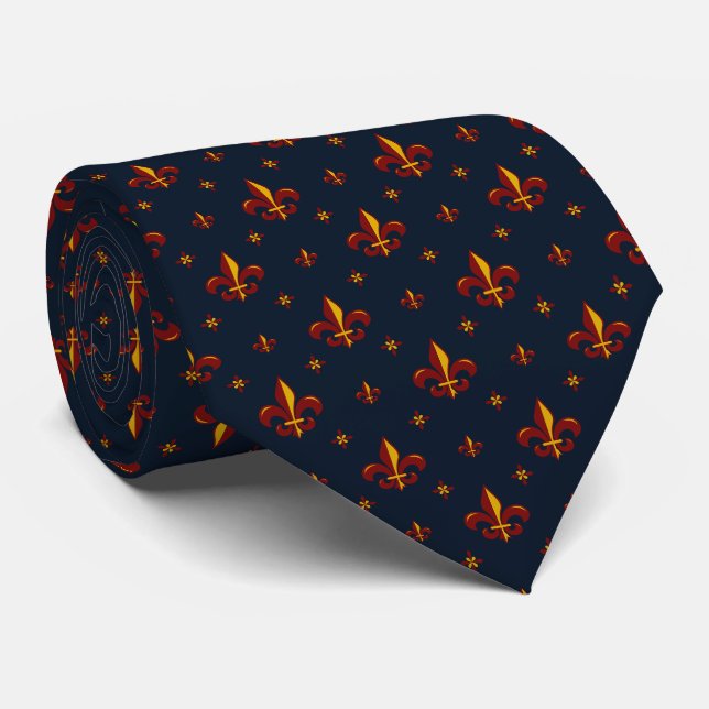 Fleur De Lis Neck Tie (Rolled)