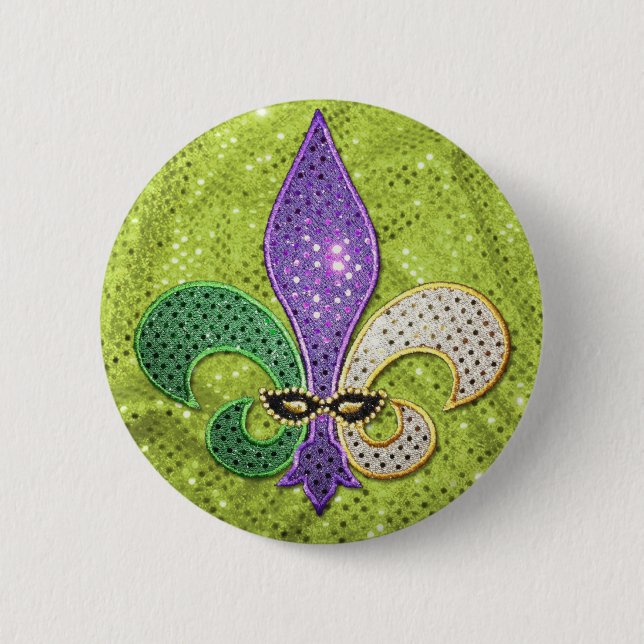 Fleur De Lis  New Orleans Jewel Sparkle Pinback Button (Front)