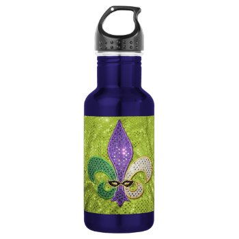 Fleur De Lis  New Orleans Jewel Sparkle Water Bottle by Lorriscustomart at Zazzle