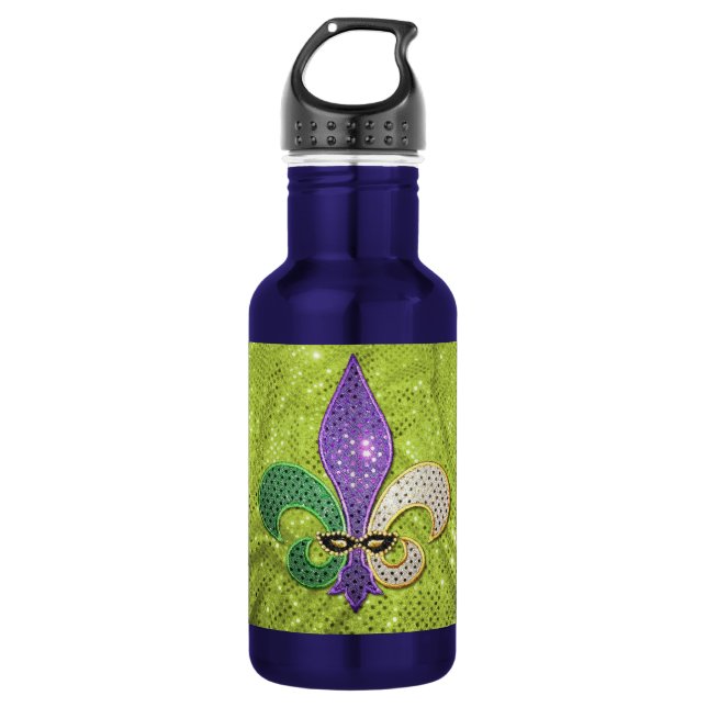 Fleur De Lis  New Orleans Jewel Sparkle Water Bottle (Front)