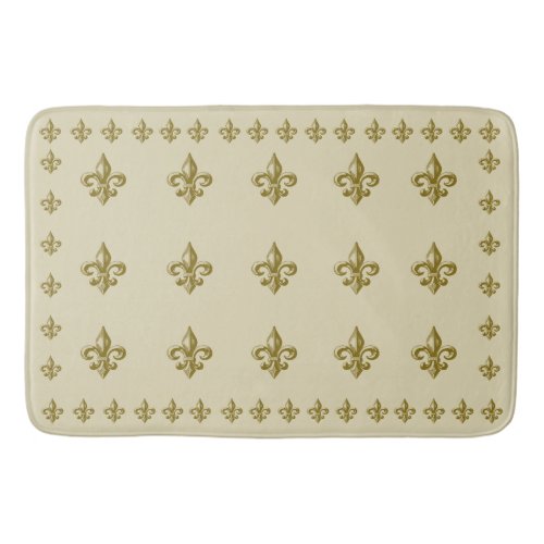 Fleur de Lis Off White Yellow Gold Bath Mat