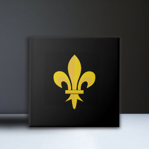 Fleur de Lis on Black Ceramic Tile