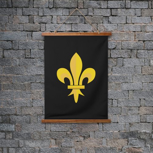 Fleur de Lis on Black Hanging Tapestry