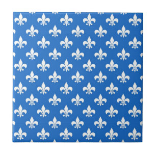 Fleur-de-lis on Blue Ceramic Tile