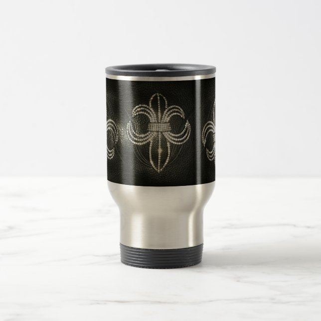 Fleur de lis on Leather Mug (Center)