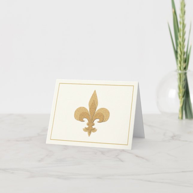 Fleur-de-Lis on Light Cream Color Note Card (Front)