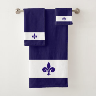Fleur de Lis on Navy Blue & White Bath Towel Set