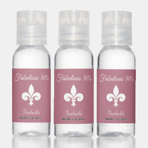 Fleur de Lis on Rose Gold 50th Birthday Hand Sanitizer