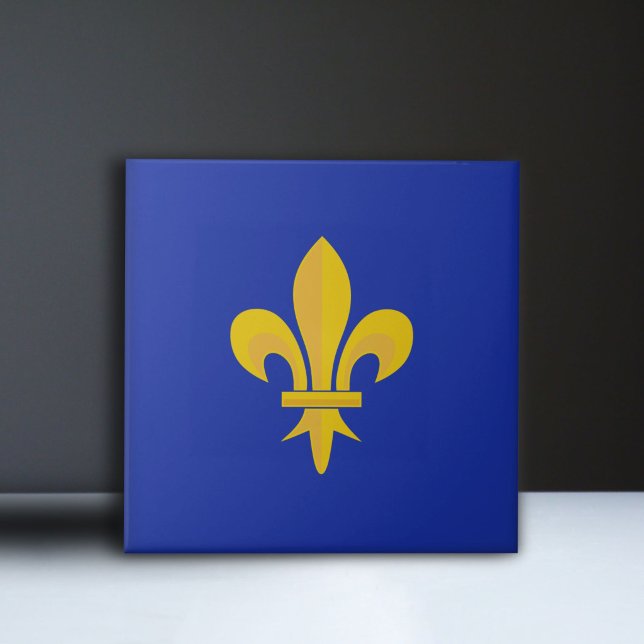 Fleur de Lis on Royal Blue Ceramic Tile  (Fleur de Lis on Royal Blue Ceramic Tile )