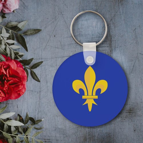 Fleur de Lis on Royal Blue Keychain