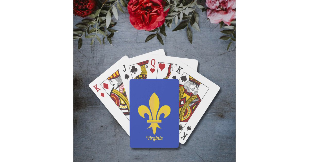Fleur de Lis on Royal Blue Playing Cards Zazzle