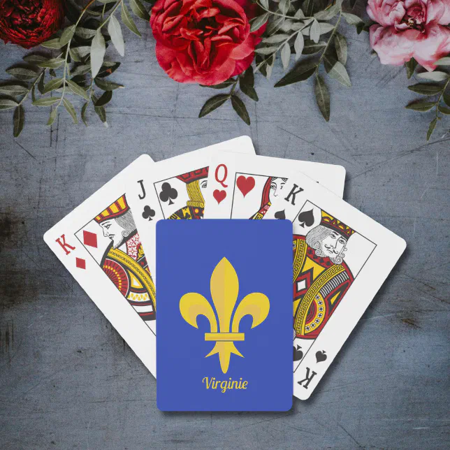 Fleur de Lis on Royal Blue Playing Cards Zazzle