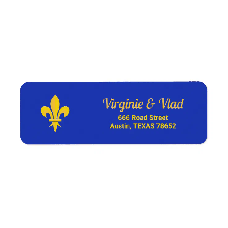 Fleur de Lis on Royal Blue return address label