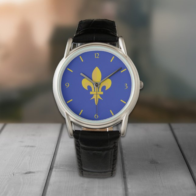 Fleur de Lis on Royal Blue Watch (Gold Fleur de Lis Royal Blue Watch)