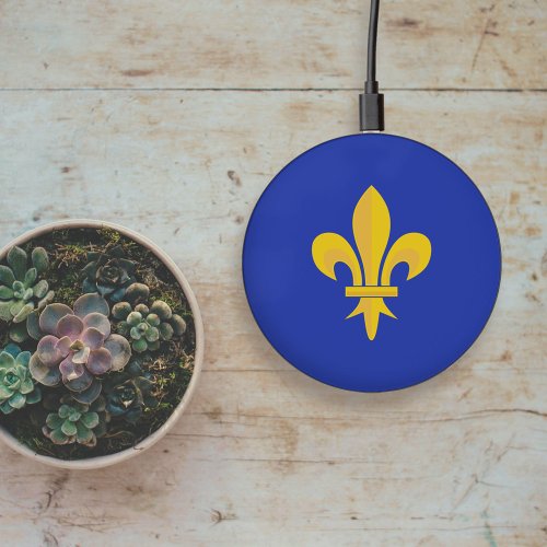 Fleur de Lis on Royal Blue Wireless Charger