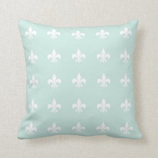 Fleur-de-Lis on Seafoam Contemporary Pillow 16x16