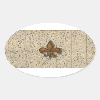 Fleur de Lis on Stone Oval Sticker