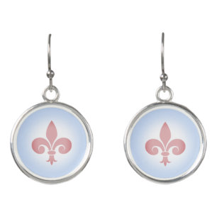Fleur-de-Lis or Lily Flower on light blue Earrings
