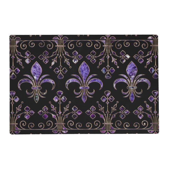 Fleur-de-lis ornament Amethyst purple Placemat (Front)