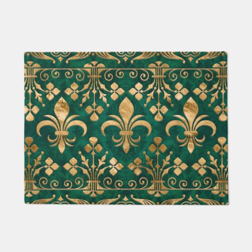 Fleur_de_lis ornament Emerald Green Doormat