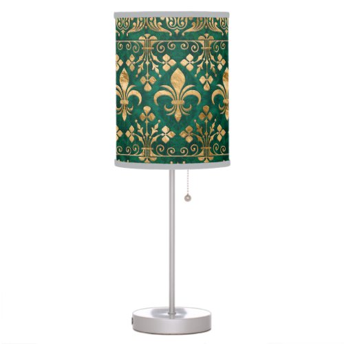 Fleur_de_lis ornament Emerald Green Table Lamp