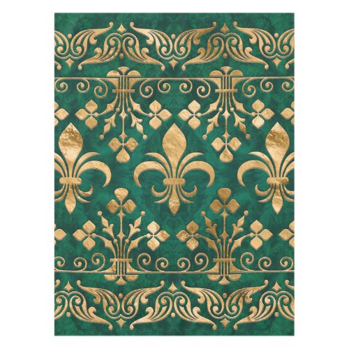 Fleur_de_lis ornament Emerald Green Tablecloth