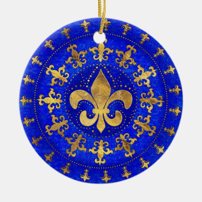Fleur-de-lis ornament Lapis Lazuli and Gold (Front)