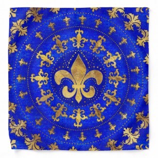 Fleur-de-lis ornament Lapis Lazuli and Gold Bandana
