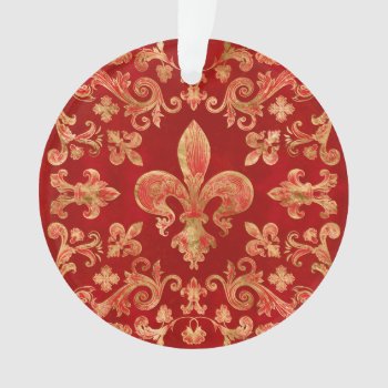 Fleur-de-lis Ornament Luxury Red by LoveMalinois at Zazzle