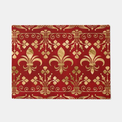 Fleur_de_lis ornament Luxury Red Doormat