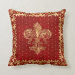 Fleur-de-lis ornament Luxury Red Throw Pillow<br><div class="desc">Fleur-de-lis ornament Luxury Red</div>