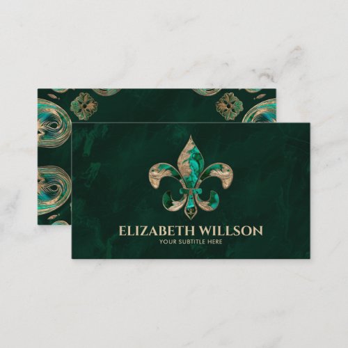 Fleur_de_lis Ornament Malachite and gold Business Card