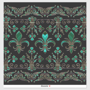 Fleur-de-lis ornament Malachite Green Sticker