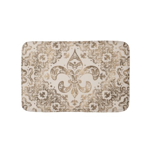 Fleur_de_lis Ornament _ pastel gold Bath Mat