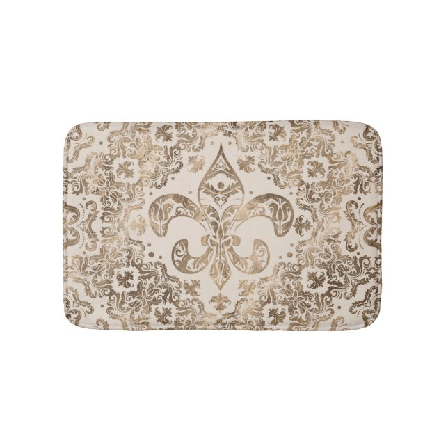 Fleur-de-lis Ornament - pastel gold Bath Mat (Front)