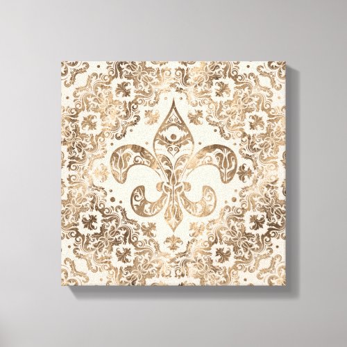 Fleur_de_lis Ornament _ pastel gold Canvas Print