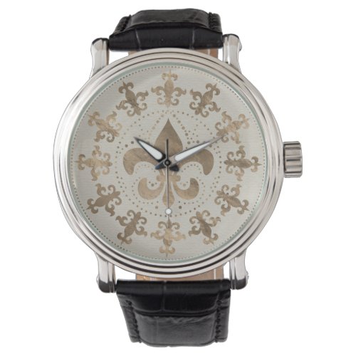 Fleur_de_lis ornament Pastel Gold Watch